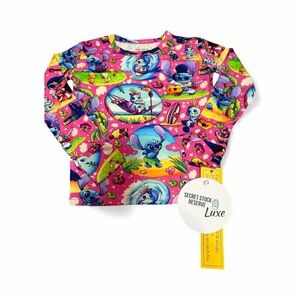 Colorful Cartoon Lilo and Stitch inspired Print Kids Bamboo Pajama Set